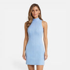 Felorro | Women’s Knit Mini Dress Slim Fit Sleeveless Mock Neck