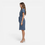 Felorro | Women’s Midi Dress Lightweight Belted V-Neck Short Sleeve