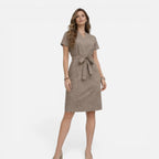 Felorro | Women’s Midi Dress Lightweight Belted V-Neck Short Sleeve