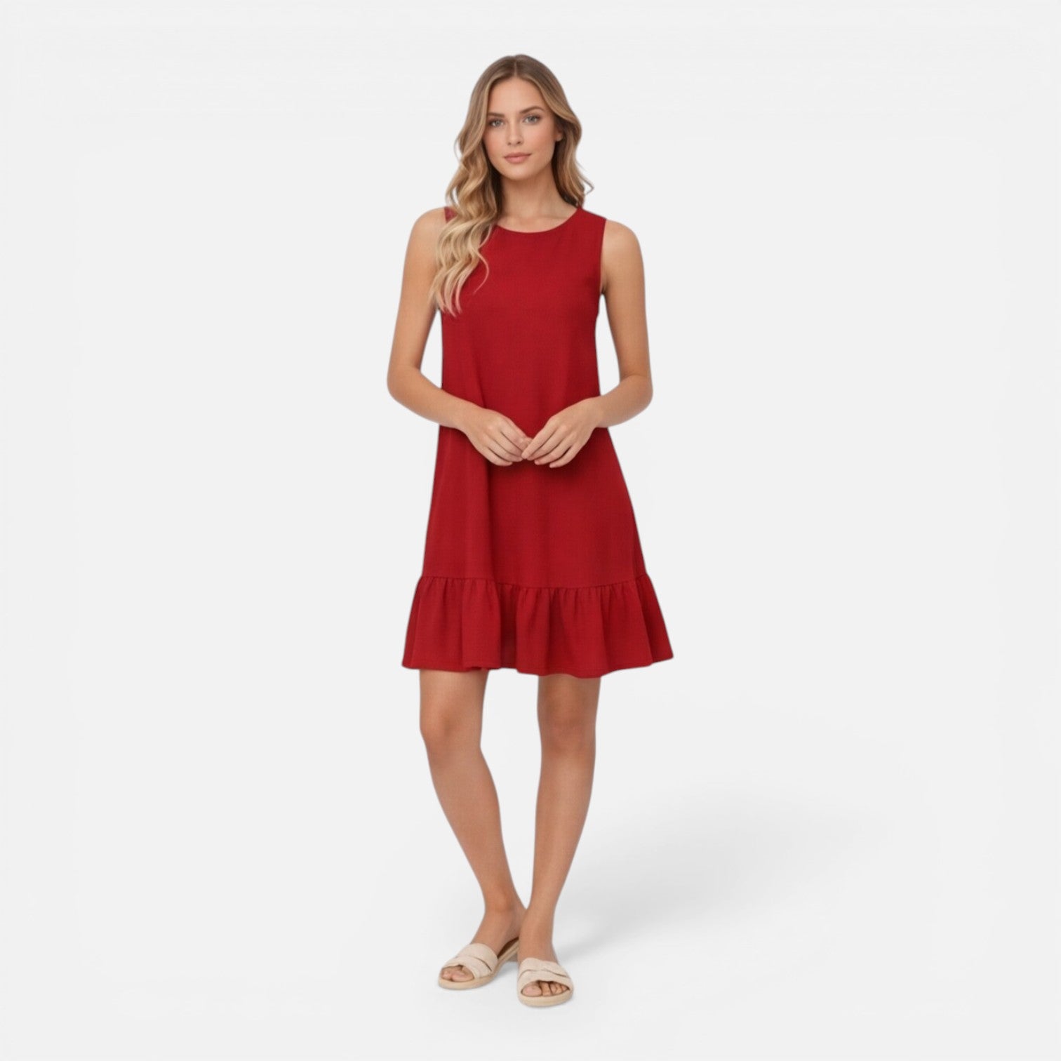 Felorro | Women’s Summer Dress Lightweight Sleeveless A-Line Ruffle Hem