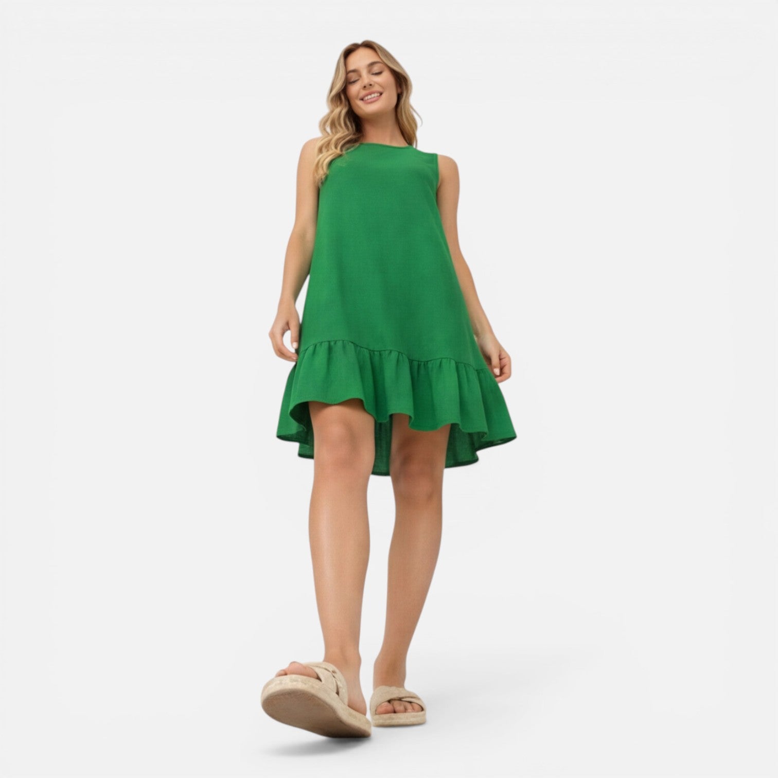 Felorro | Women’s Summer Dress Lightweight Sleeveless A-Line Ruffle Hem
