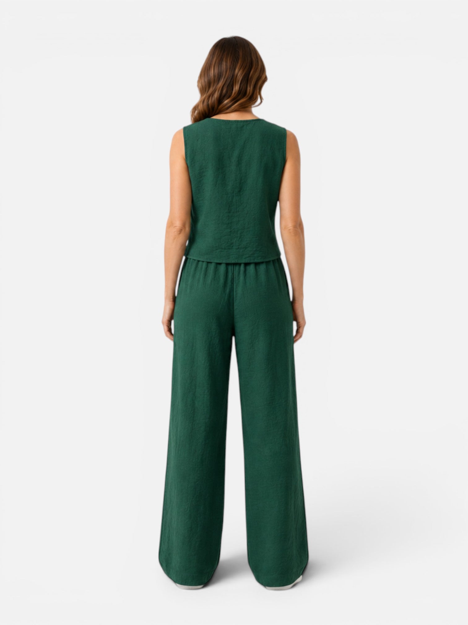 Women's Lightweight Two Piece Outfit with Wide Leg Trousers