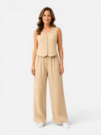 Women's Lightweight Two Piece Outfit with Wide Leg Trousers
