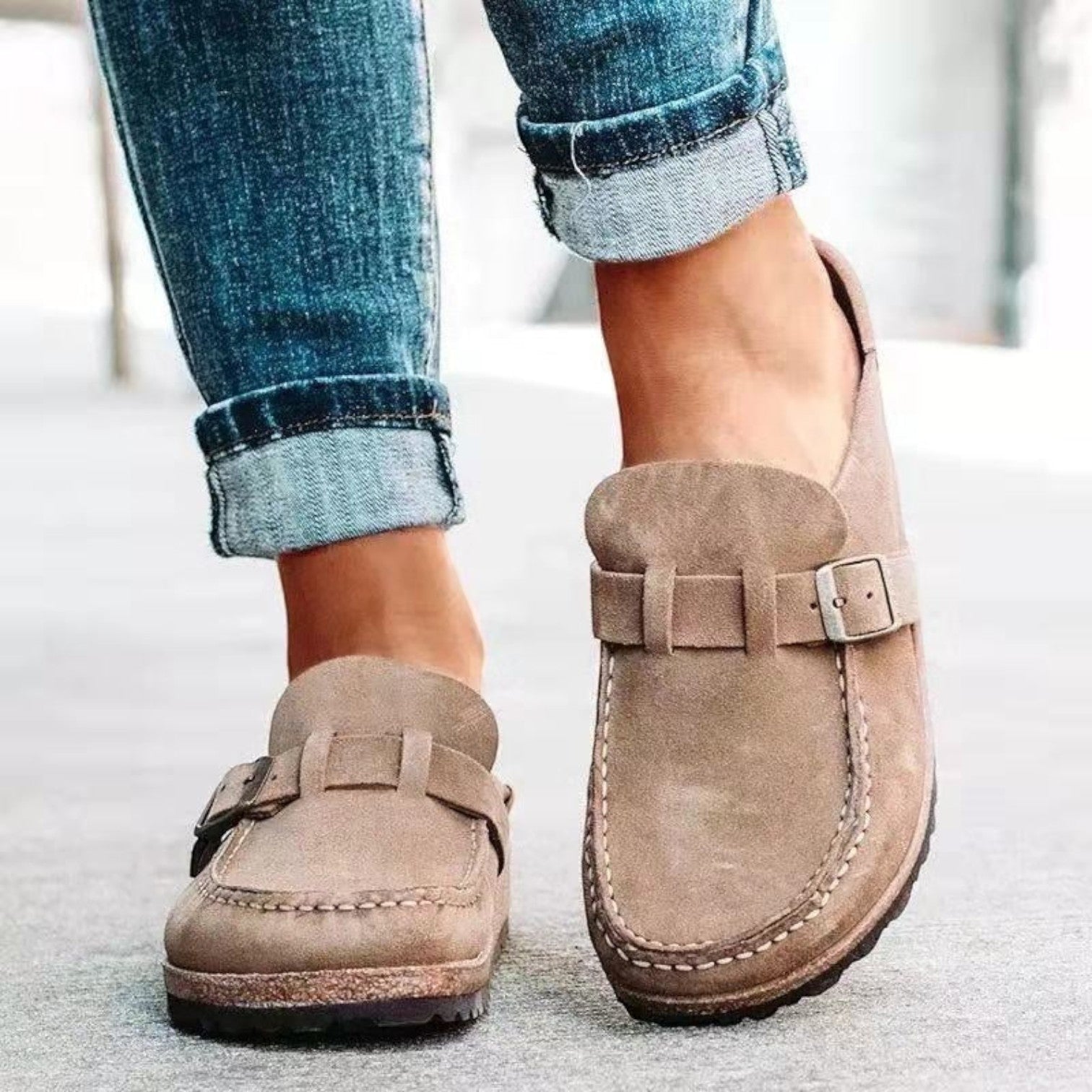Felorro | Orthopedic Suede Buckle Clog Mules for Women