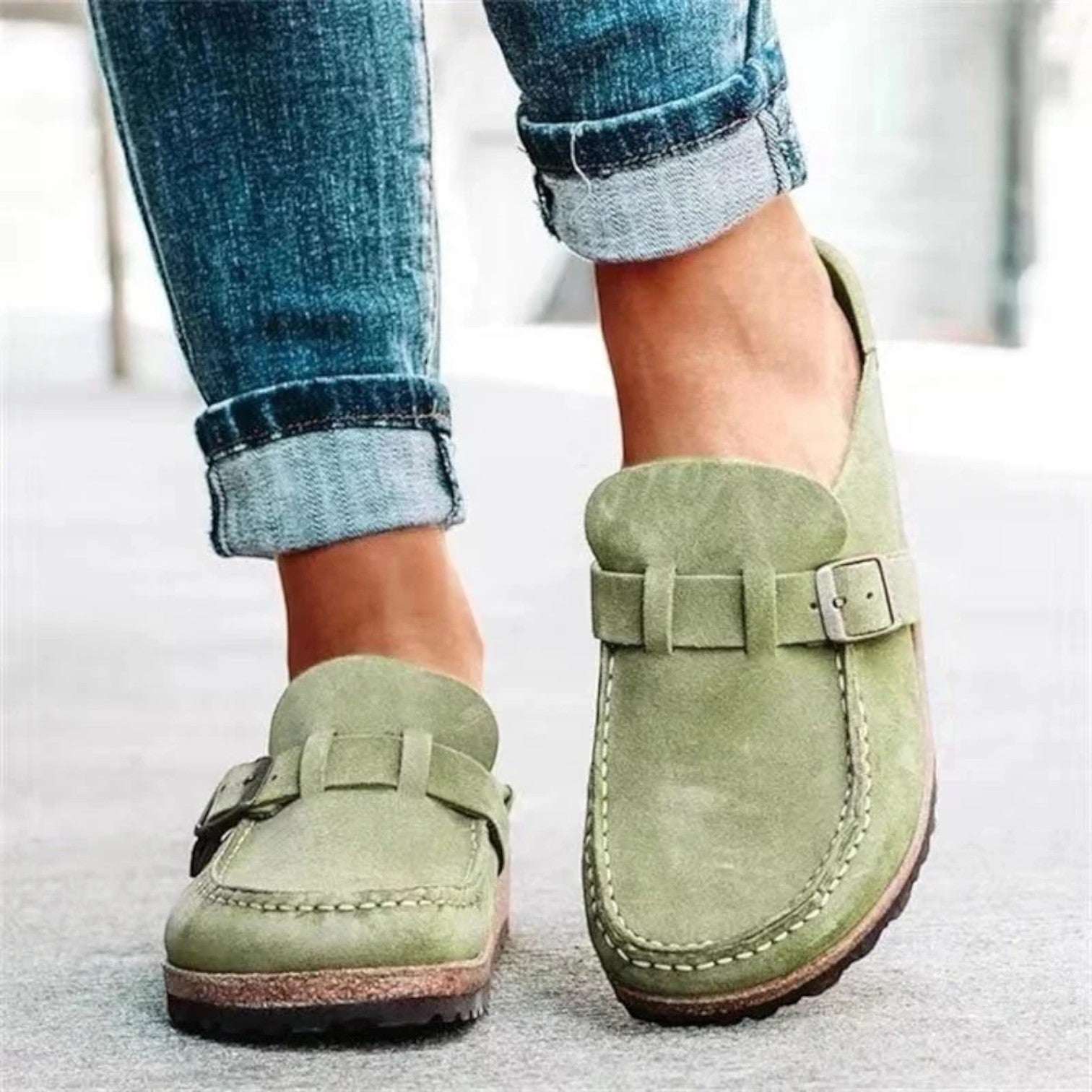 Felorro | Orthopedic Suede Buckle Clog Mules for Women