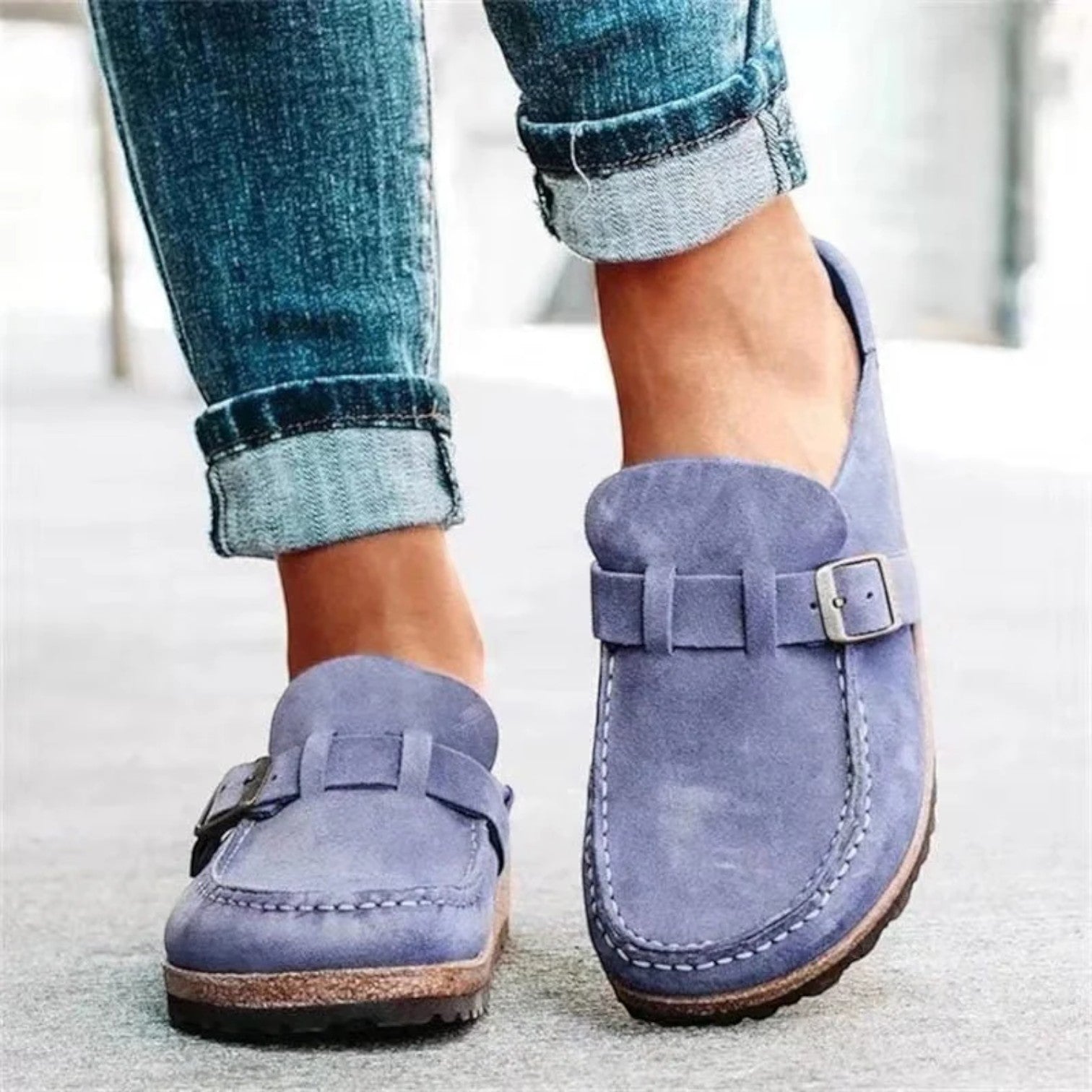 Felorro | Orthopedic Suede Buckle Clog Mules for Women