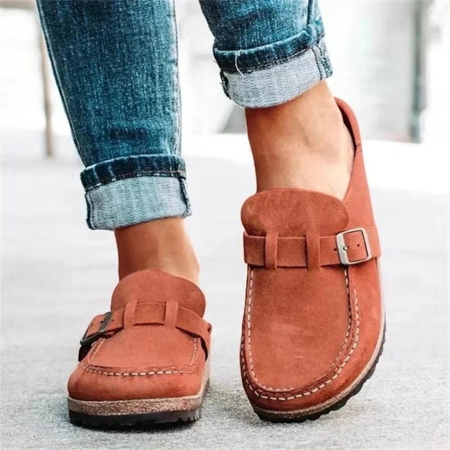 Felorro | Orthopedic Suede Buckle Clog Mules for Women