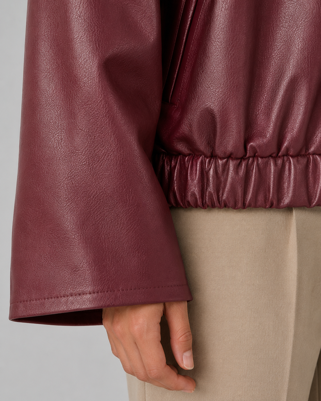 Women’s PU Leather Zip Jacket – Relaxed Cropped Fit