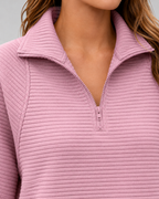 Women’s Ribbed Quarter-Zip Long Sleeve Pullover