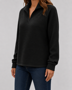 Women’s Ribbed Quarter-Zip Long Sleeve Pullover
