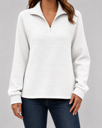 Women’s Ribbed Quarter-Zip Long Sleeve Pullover