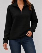 Women’s Ribbed Quarter-Zip Long Sleeve Pullover