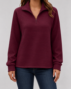 Women’s Ribbed Quarter-Zip Long Sleeve Pullover