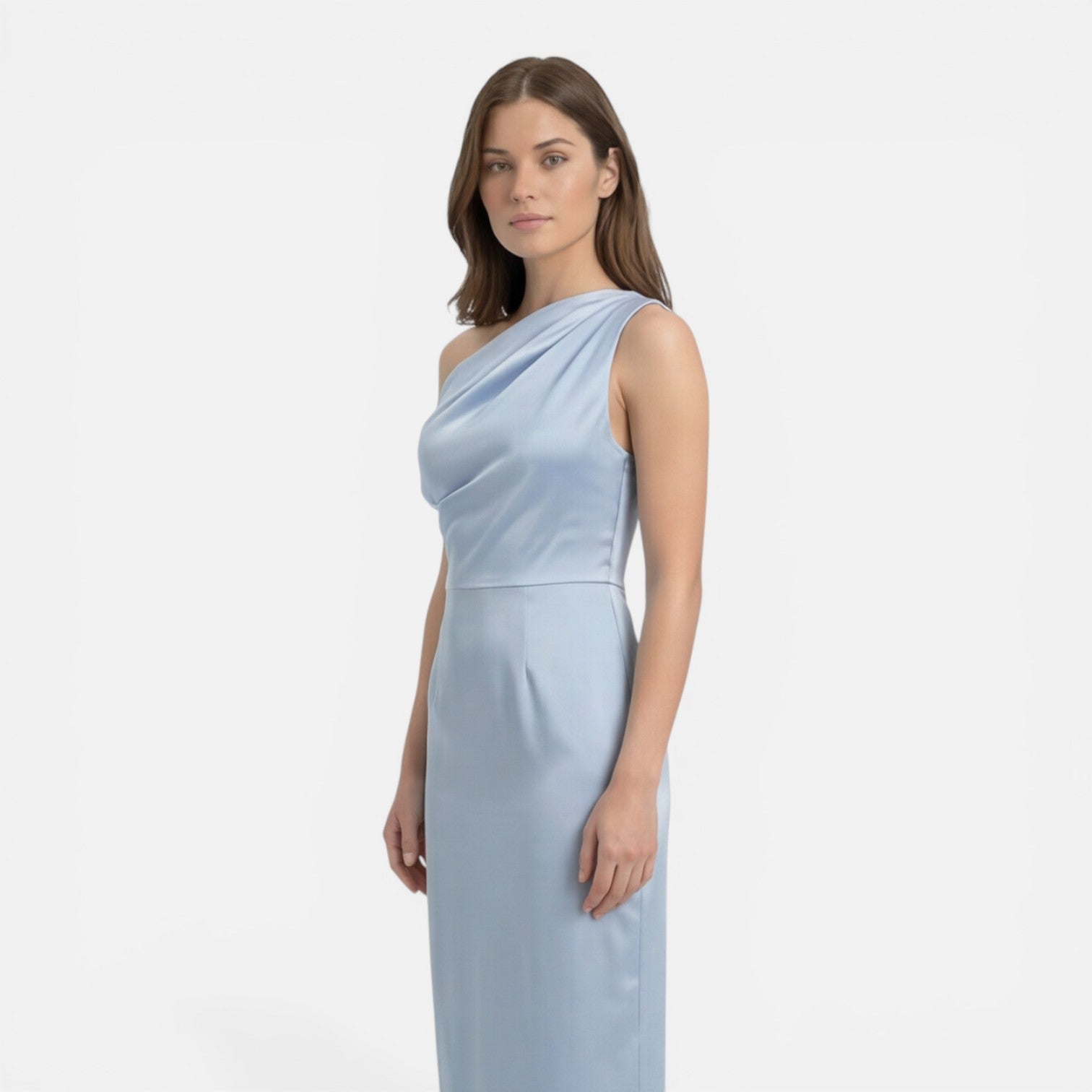 Felorro | Women’s Satin One Shoulder Wedding Guest Dress Midi Slim Fit