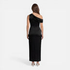 Felorro | Women’s Satin One Shoulder Wedding Guest Dress Midi Slim Fit