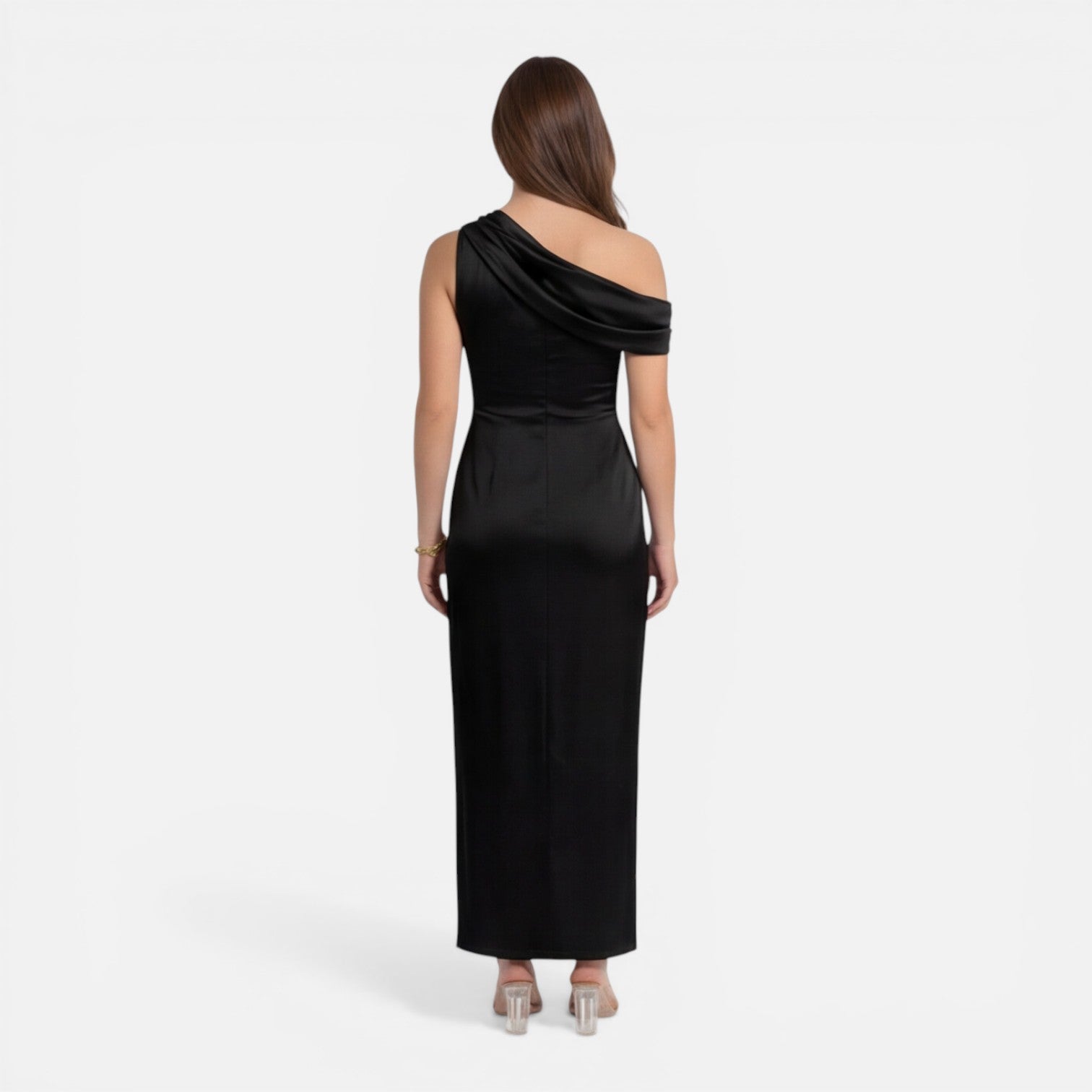 Felorro | Women’s Satin One Shoulder Wedding Guest Dress Midi Slim Fit
