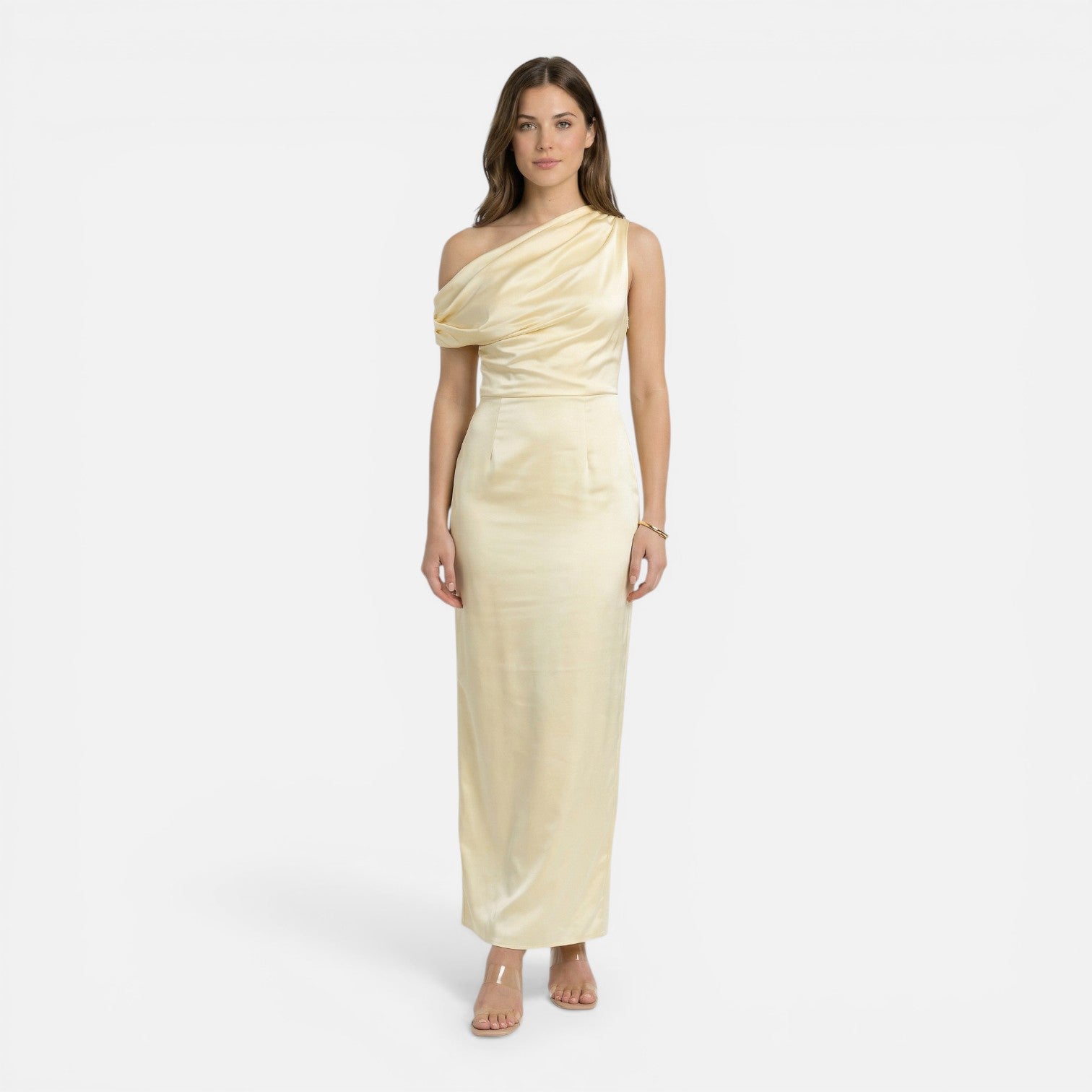 Felorro | Women’s Satin One Shoulder Wedding Guest Dress Midi Slim Fit