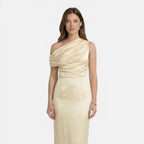 Felorro | Women’s Satin One Shoulder Wedding Guest Dress Midi Slim Fit