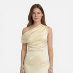 Felorro | Women’s Satin One Shoulder Wedding Guest Dress Midi Slim Fit