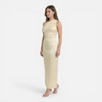 Felorro | Women’s Satin One Shoulder Wedding Guest Dress Midi Slim Fit