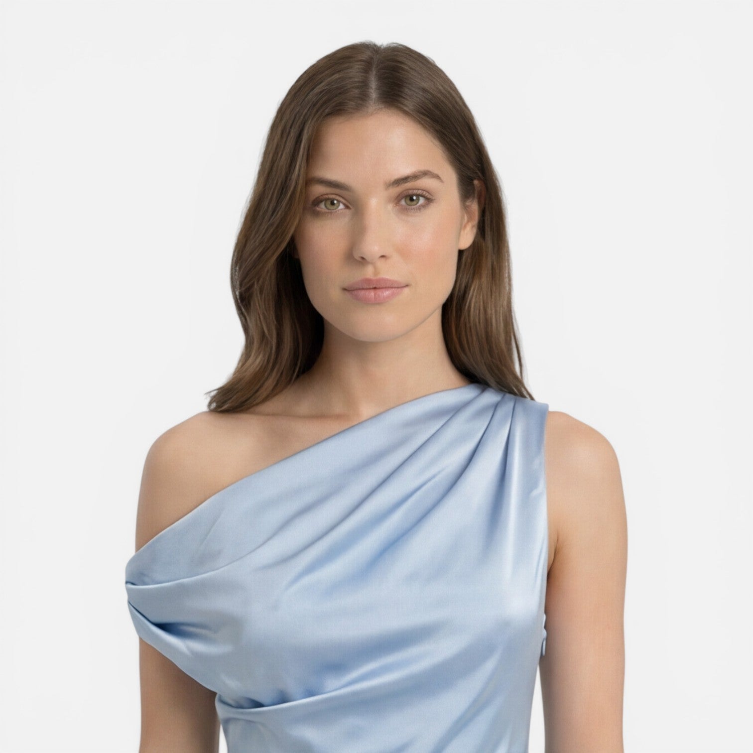 Felorro | Women’s Satin One Shoulder Wedding Guest Dress Midi Slim Fit