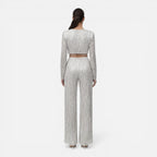 Felorro | Women’s Sequin Party Set Crop Top Wide Leg Pants Night Outfit