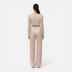 Felorro | Women’s Sequin Party Set Crop Top Wide Leg Pants Night Outfit