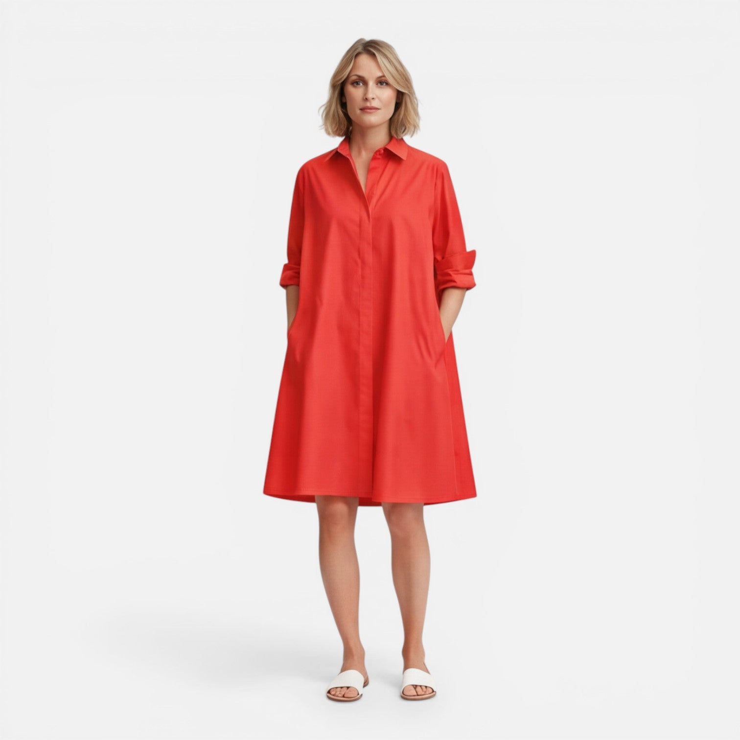 Felorro | Women’s Shirt Dress Lightweight Comfortable Loose Fit Midi
