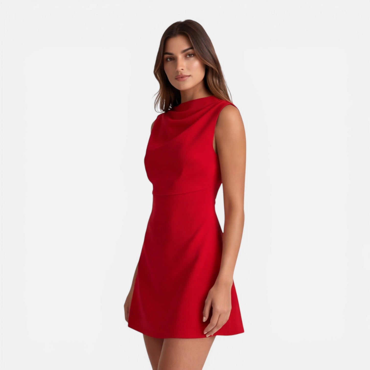 Felorro | Women’s Elegant Sleeveless Mini Dress with Draped Neckline