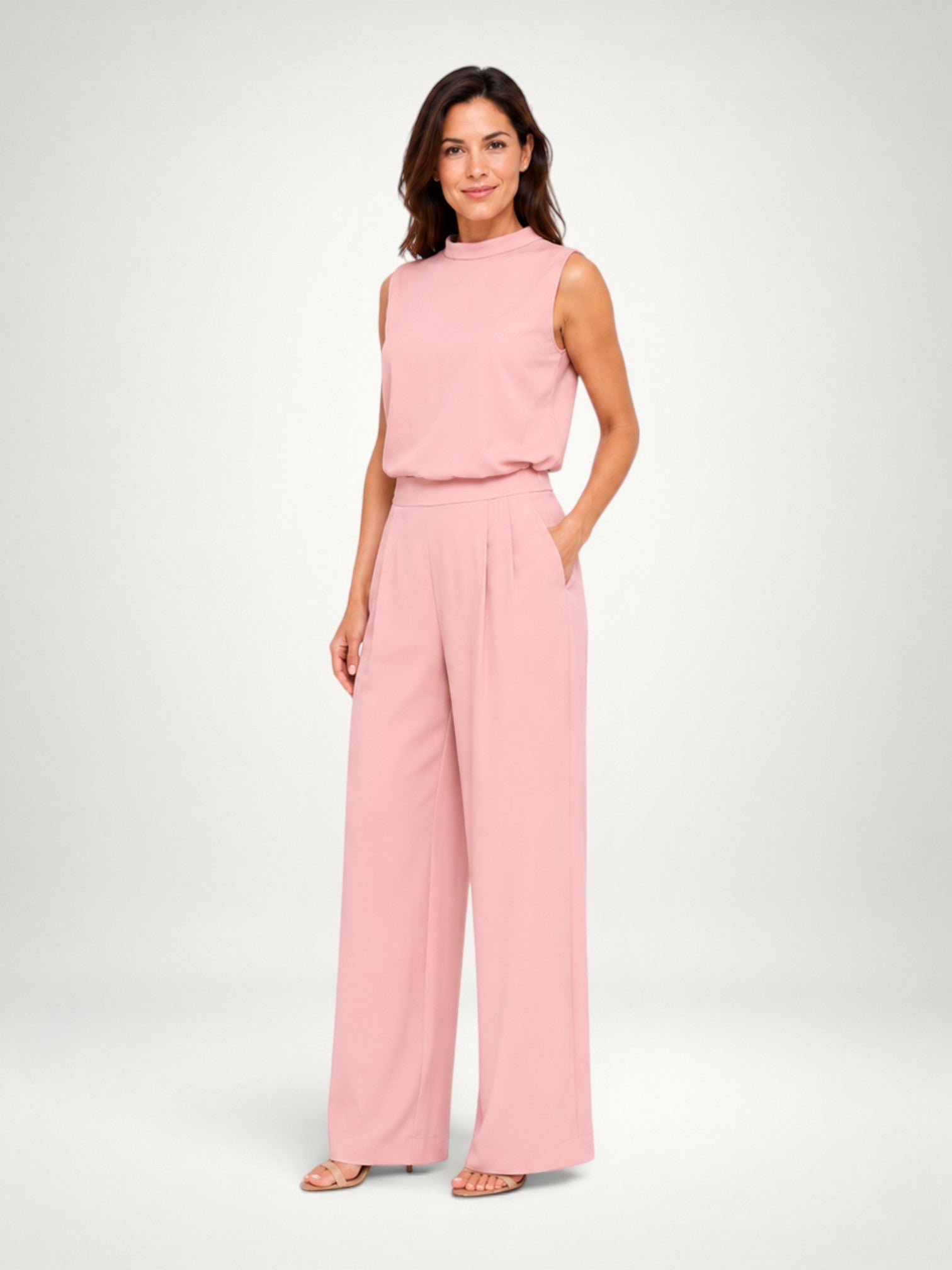 Women's Sleeveless Wide Leg Two Piece Co-Ord Set