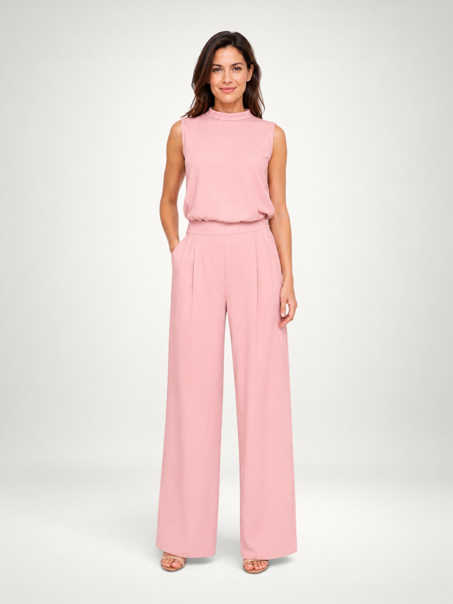 Women's Sleeveless Wide Leg Two Piece Co-Ord Set