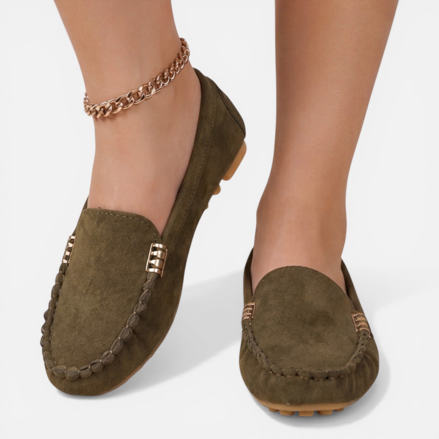 Felorro | Women’s Slip On Loafers Metal Detail Comfortable Classic Flats