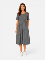 Women's Striped Midi Dress Short Sleeve Casual Dress