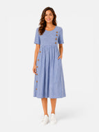 Women's Striped Midi Dress Short Sleeve Casual Dress