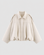 Women’s Suede Zip Up Jacket – Relaxed Cropped Fit