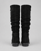 Women’s Suede Knee-High Boots Low Heel Side Zip