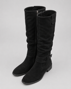 Women’s Suede Knee-High Boots Low Heel Side Zip
