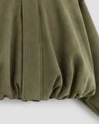 Women’s Suede Zip Up Jacket – Relaxed Cropped Fit