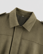 Women’s Suede Zip Up Jacket – Relaxed Cropped Fit