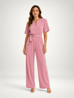 Women's Tie Waist Wide Leg Jumpsuit