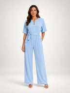 Women's Tie Waist Wide Leg Jumpsuit