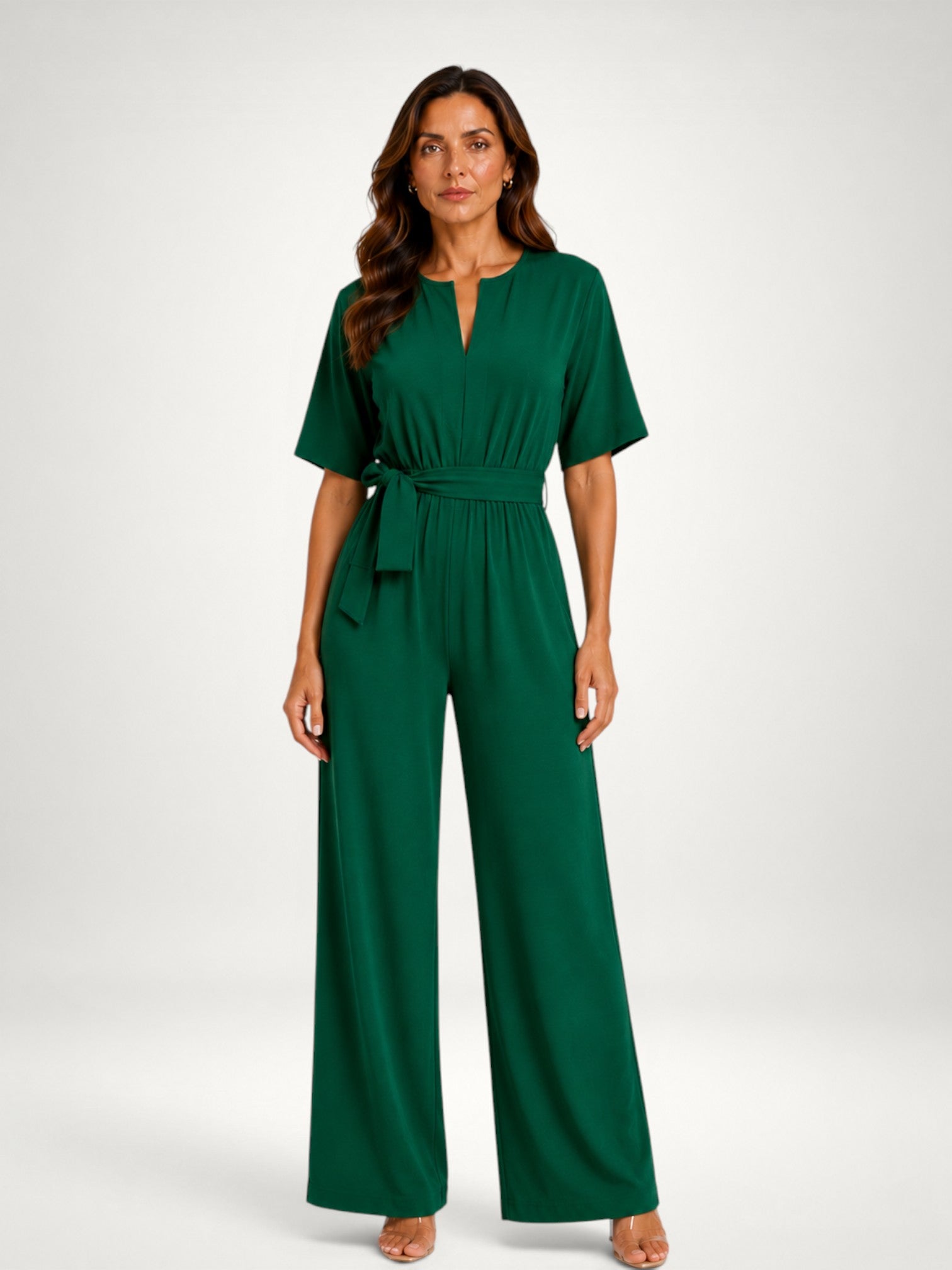 Women's Tie Waist Wide Leg Jumpsuit