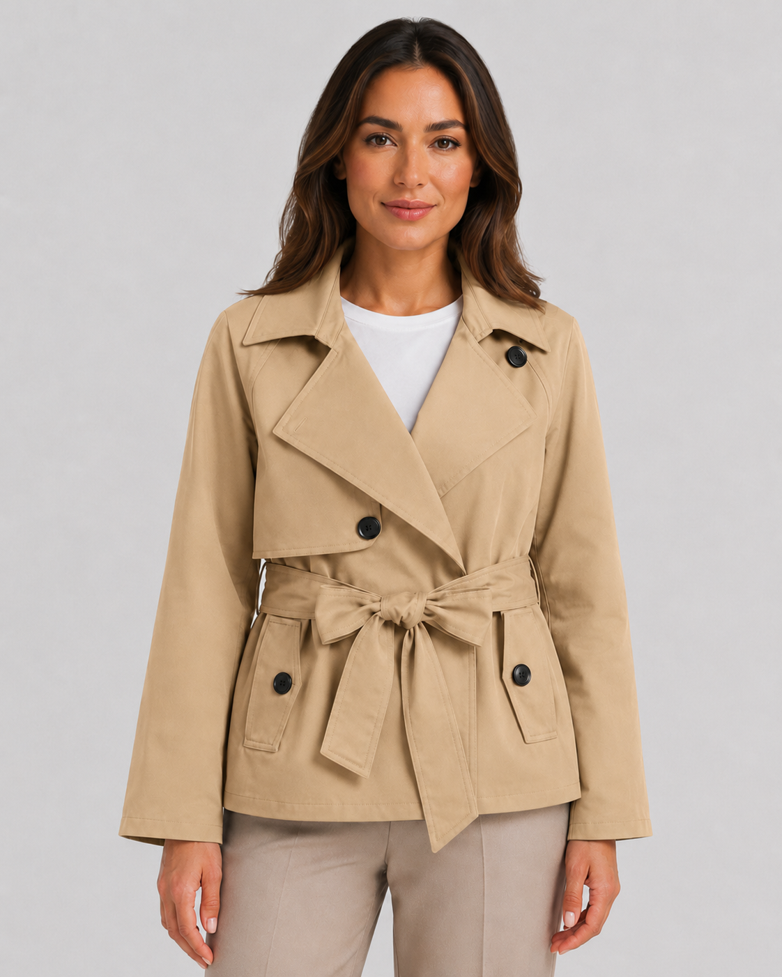 Women’s Trench Coat with Tie Waist