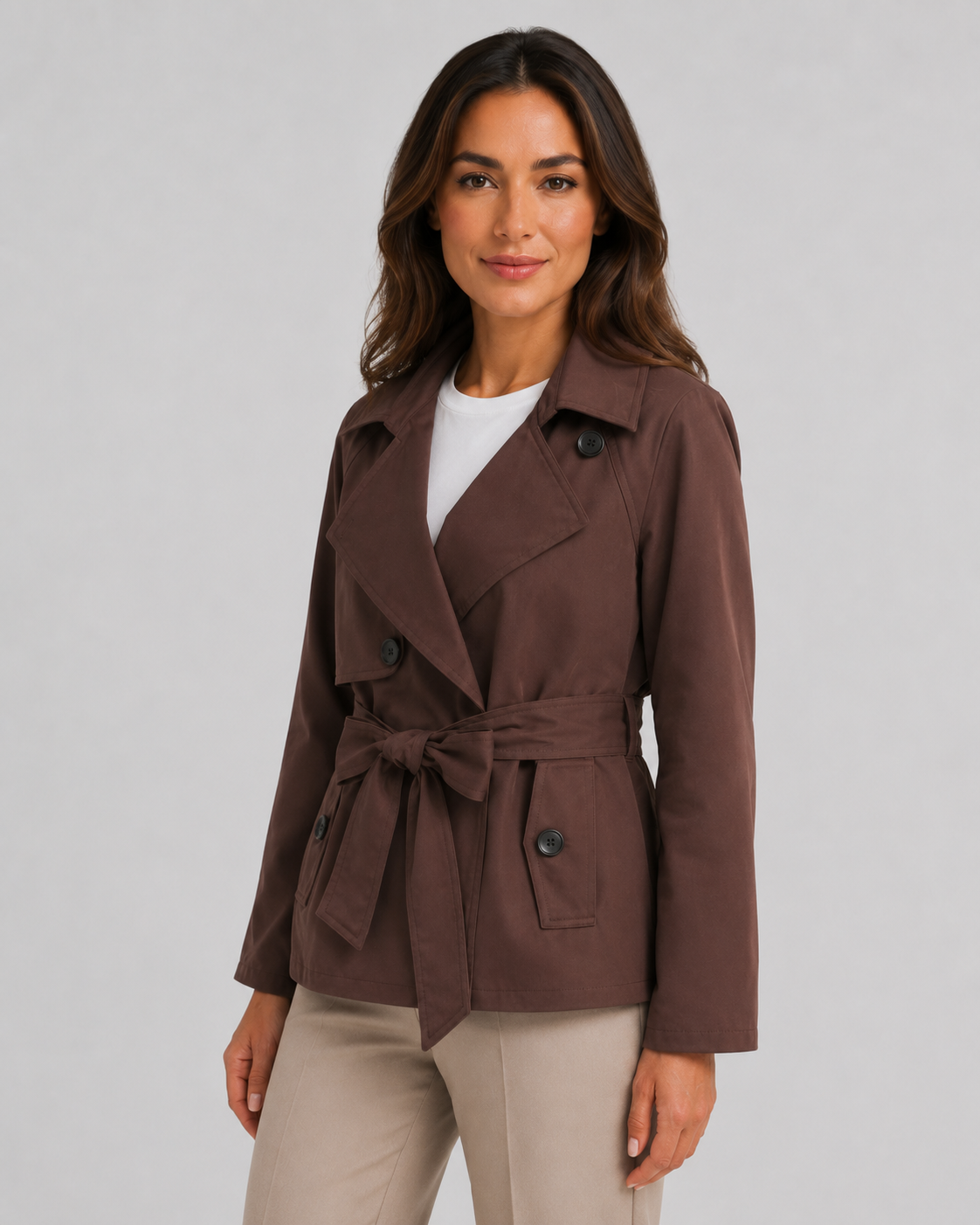 Women’s Trench Coat with Tie Waist