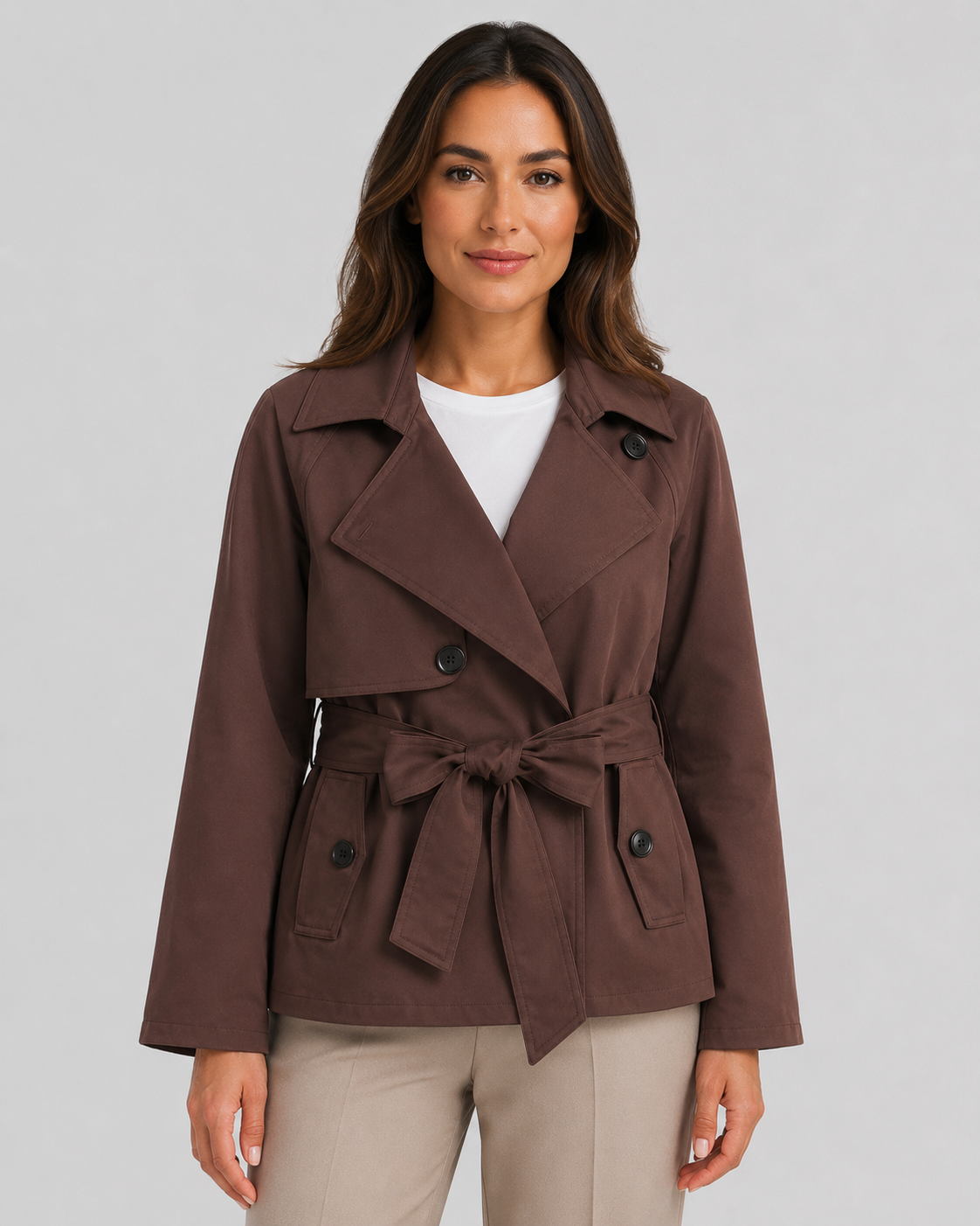Women’s Trench Coat with Tie Waist
