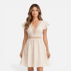 Felorro | Women’s V-Neck Summer Dress Lightweight A-Line Lace Waist