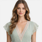 Felorro | Women’s V-Neck Summer Dress Lightweight A-Line Lace Waist