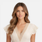 Felorro | Women’s V-Neck Summer Dress Lightweight A-Line Lace Waist