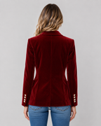 Women's Velvet Blazer – Tailored Single Button Jacket