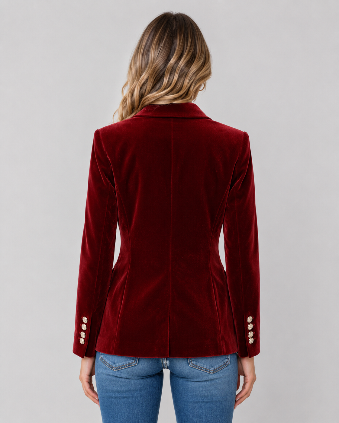 Women's Velvet Blazer – Tailored Single Button Jacket